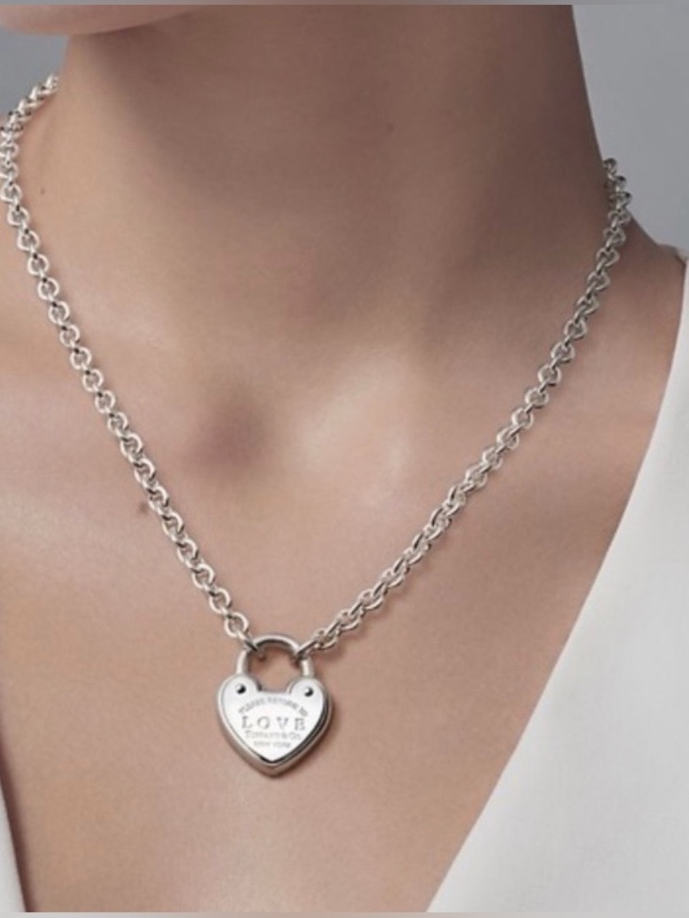 Tiffany & Co. Lock Heart Necklace 18 inches!